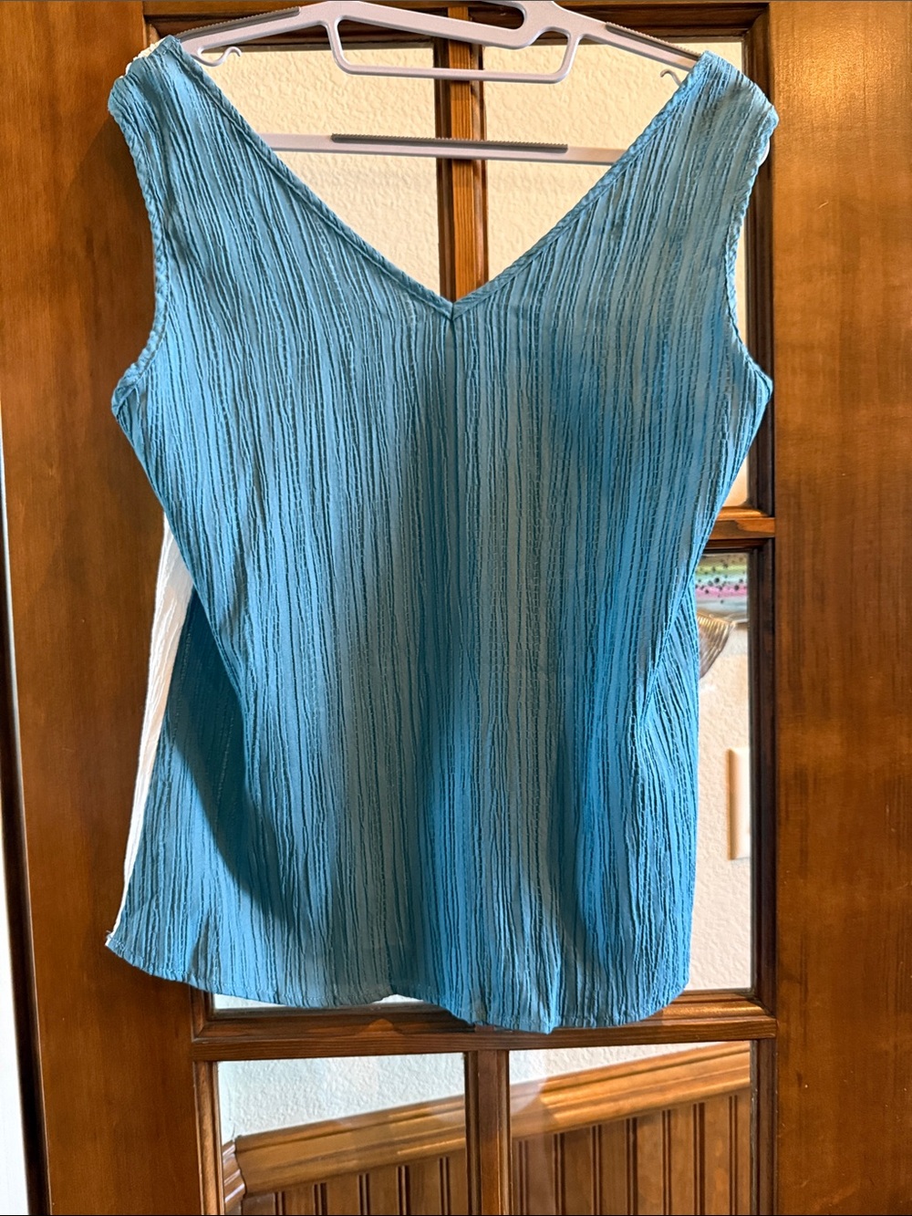 Textured V-Neck Sleeveless Cami in Sky Blue